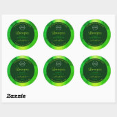 Lichtgroene marmeren patroon productlabels logo ronde sticker (Vel)