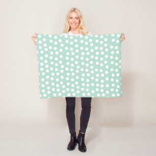 Lichtgroene mint polka dots fleece deken