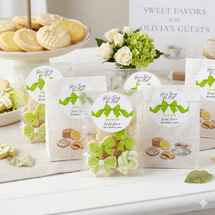 Lichtgroene strik zij is het knopen aan het vastma ronde sticker