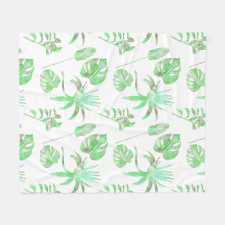 Lichtgroene Tropische Waterverf Leaf Fleece Blanke Deken