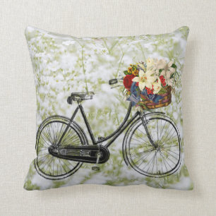 Lichtgroene witte fiets bloem  Kussenhoes Kussen