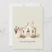 Lichtgroene witte kerk bruiloft viering kaart (Achterkant)
