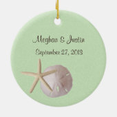 Lichtgroene zeesterren foto keramisch ornament (Achterkant)