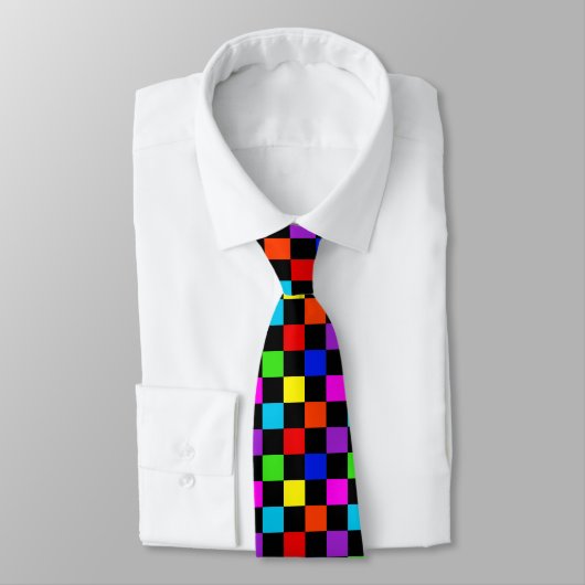 Lichtkleurige Neon Checker Stropdas (Gebonden)