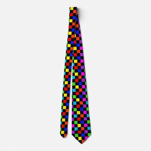 Lichtkleurige Neon Checker Stropdas (Achterkant)