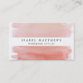 Lichtkoraal Waterverf & witte streep Visitekaartje (Voorkant)