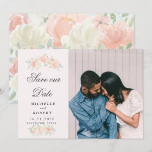 lichtlente floral Photo Save the Date Kaart