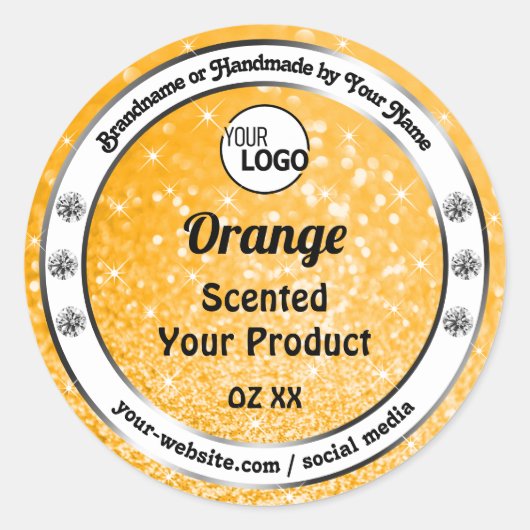 Lichtmakend Oranje Logo met reserveglitter Ronde Sticker (Voorkant)