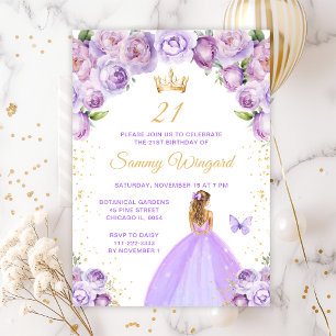Lichtpaarse Blonde Haren Prinses Verjaardagsfeest Kaart