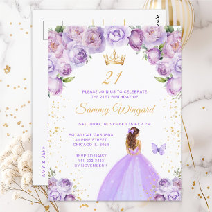 Lichtpaarse bruine haar prinses verjaardagsfeestje briefkaart