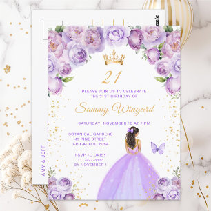Lichtpaarse Bruine Haren Prinses Verjaardagsfeestj Briefkaart