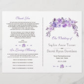 Lichtpaarse stoffige blauwe bloemen bruiloftsprogr flyer (Voorkant)