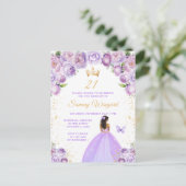 Lichtpaarse verjaardagsfeest voor donkere prinses briefkaart (Staand voorkant)