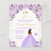 Lichtpaarse verjaardagsfeest voor donkere prinses briefkaart (Voorkant)