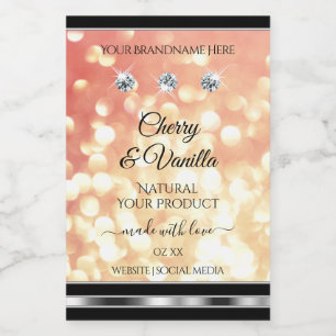 Lichtrode en gouden glitters productlabels diamant voedselcontainer etiket