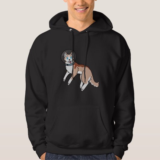 Lichtrode Siberische Husky in de ruimte Hoodie (Voorkant)