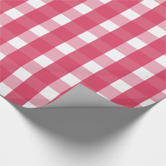 Lichtrood Gingham patroon Cadeaupapier (Hoek)