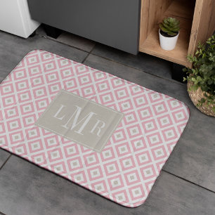 Lichtrose en Beige Modern Monogram Badmat