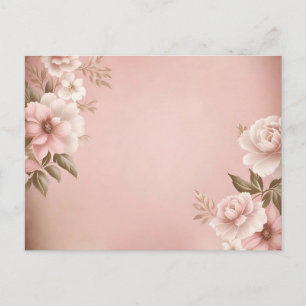 Lichtroze achtergrond met gedempte bloemen briefkaart