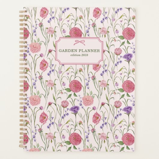 Lichtroze achtergrond, weide, bloementuin planner (Voorkant)