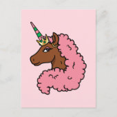 Lichtroze Afro Eenhoorn Briefkaart (Voorkant)