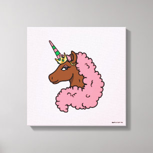 Lichtroze Afro Eenhoorn Canvas Afdruk