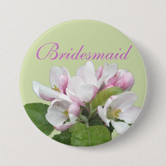 Lichtroze appelbloem ronde button 7,6 cm (Voorkant)