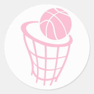 Lichtroze basketbal ronde sticker