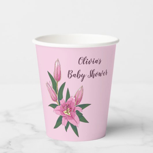 Lichtroze bloeiende lelie papieren bekers (Voorkant)