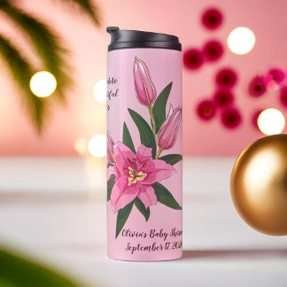 Lichtroze Bloeiende Lelie Thermosbeker