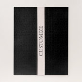 Lichtroze Blush Stripe & Elegante Bewerkbare Tekst Legpuzzel (Verticaal)