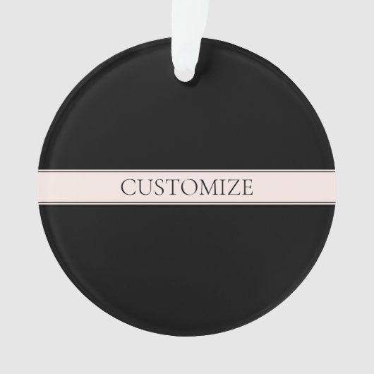 Lichtroze Blush Stripe & Elegante Bewerkbare Tekst Ornament (voorkant)