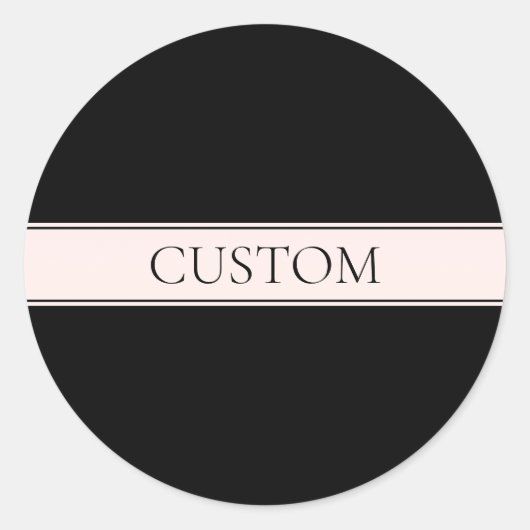 Lichtroze Blush Stripe & Elegante Bewerkbare Tekst Ronde Sticker (Voorkant)