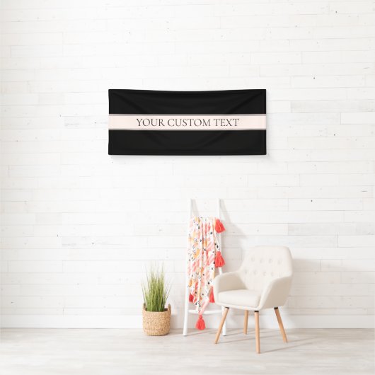 Lichtroze Blush Stripe & Elegante Bewerkbare Tekst Spandoek (Insitu)