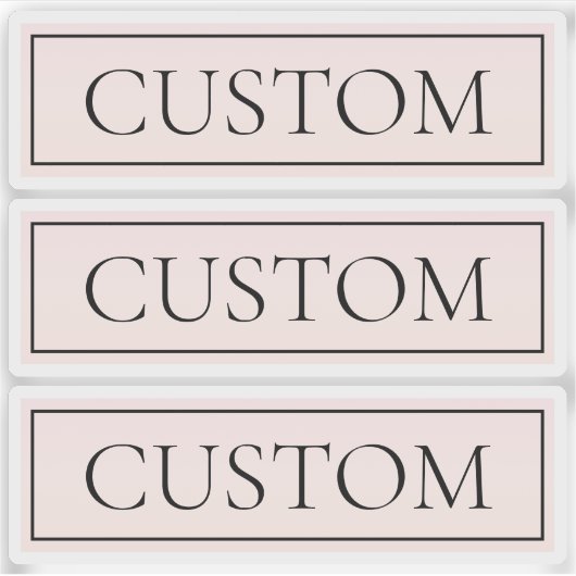 Lichtroze Blush Stripe & Elegante Bewerkbare Tekst Sticker (Voorkant)