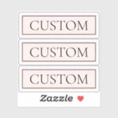 Lichtroze Blush Stripe & Elegante Bewerkbare Tekst Sticker (Vel)