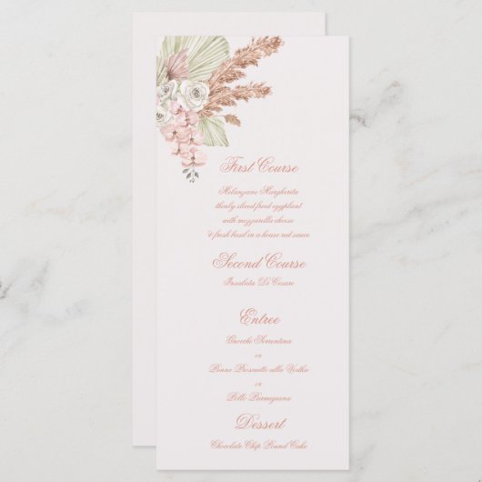 Lichtroze boho Menu Sjabloon (Voorkant / Achterkant)