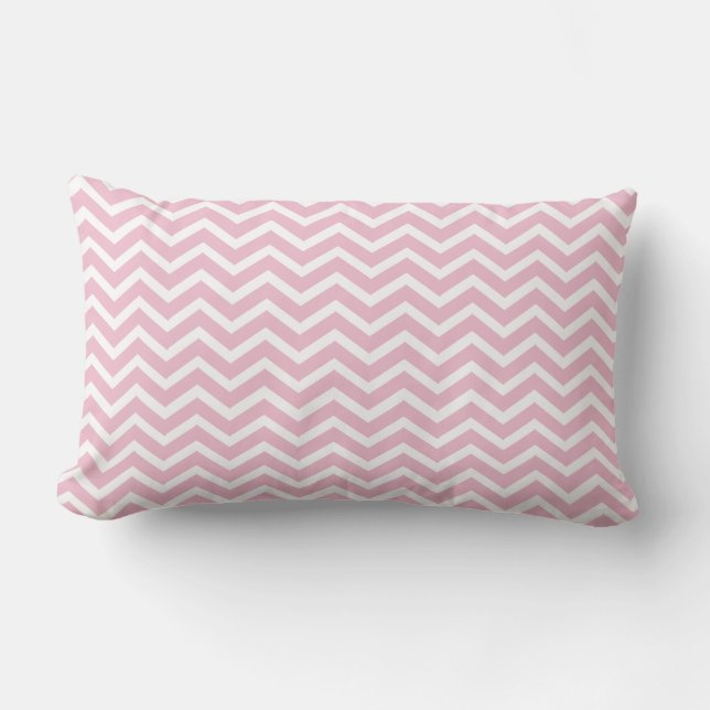 Lichtroze Chevron Lumbar Pillow Kussen (Voorkant)
