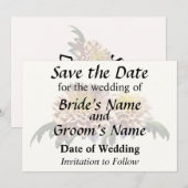 Lichtroze chrysanten save the date (Voorkant / Achterkant)