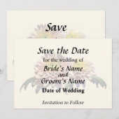 Lichtroze chrysanten save the date (Voorkant / Achterkant)
