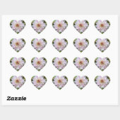 Lichtroze Dahlia met Roze Punten Hart Sticker (Vel)
