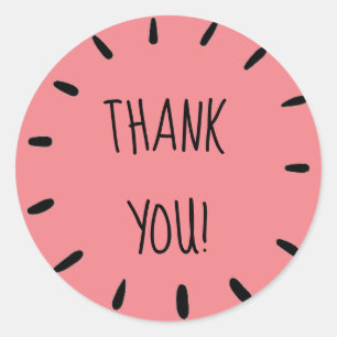 Lichtroze "Dank u" sticker: blad Ronde Sticker