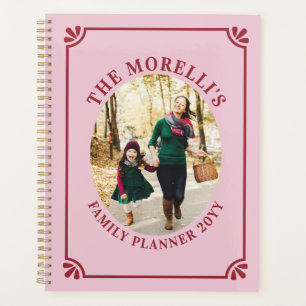 Lichtroze & Dieprode Ovale Foto Familieagenda Planner