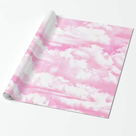 Lichtroze elegante wolken decor cadeaupapier (Uitgerold)