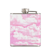 Lichtroze elegante wolken decor heupfles (Achterkant)