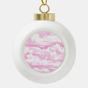 Lichtroze elegante wolken decor keramische bal ornament