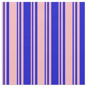 Lichtroze en blauw gekleurde strepen/lijnen patroo stof
