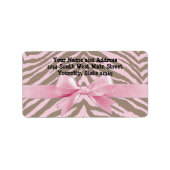 Lichtroze en bruine Zebra met lint Etiket (Voorkant)