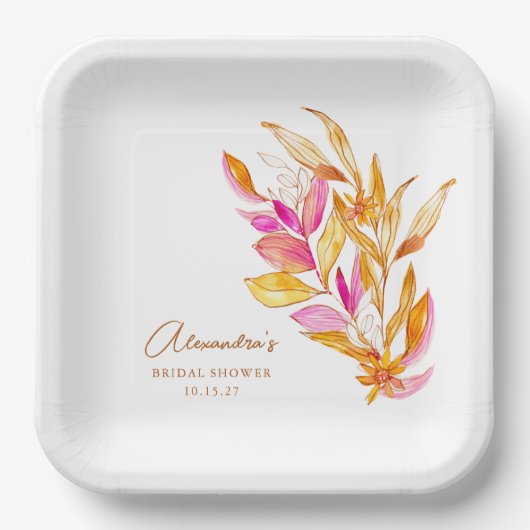 Lichtroze en geel bodemkundig Vrijgezellenfeest Papieren Bordje (Voorkant)