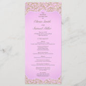 Lichtroze en goud elegant Damask huwelijksprogramm Programma (Voorkant)